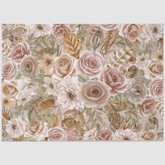 Boho-Rustikal-Blumen-Decoupage-Seidenpapier Seidenpapier (Vorderseite)