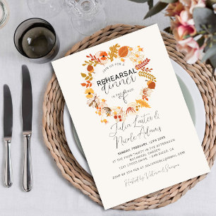 Boho-Rustikal-Blumen-Herbst-Hochzeitsprobe-Abendes Einladung