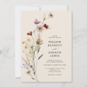 Boho-Rustikal-Blumen-Hochzeit Einladung (Vorderseite)