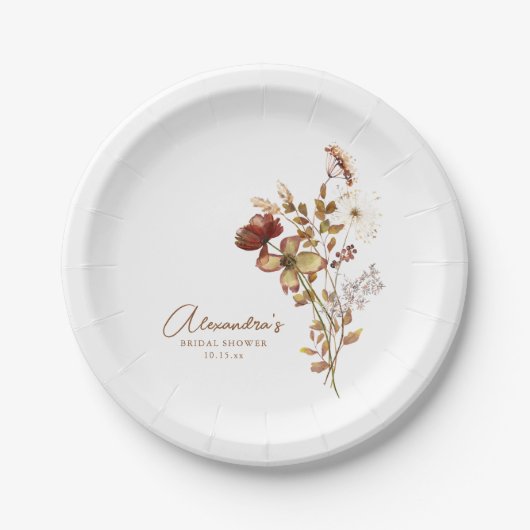 Boho-Rustikal-Erdige-Natur-Botanische-Hochzeitsdus Pappteller (Vorderseite)