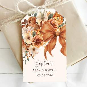 Boho-Rustikal-Herbst-Blumen-Baby-Shower-Party Geschenkanhänger