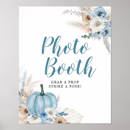 Boho-Rustikal-Kürbis-Herbst-Photobooth-Schild Poster (Vorne)
