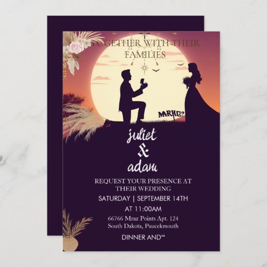 Boho rustikal, modern und elegant Twilight Wedding Einladung (Vorne/Hinten)
