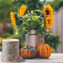 Boho rustikal-orange Blume Aquarellmuster grau