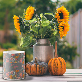 Boho rustikal-orange Blume Aquarellmuster grau Kaffeetasse