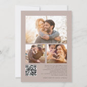 Boho Rustikal Pampas Schrift QR 3 Foto Hochzeit Einladung (Rückseite)