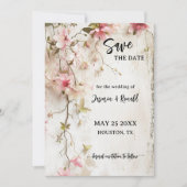 Boho Rustikal Rosa Foto Save the Date Karte (Vorderseite)