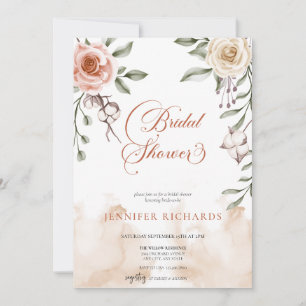 Boho Rustikal Vintage-Rosen-Junggesellinnen-Absc Einladung