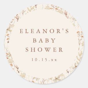 Boho-Rustikal-Wiesenblumen-Blumen-Baby-Party Runder Aufkleber