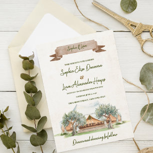 Boho-Rustikal-Zelt-Hochzeit im Wasserfarben-Look i Einladung