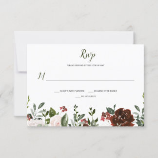 Boho Rustikale Aquarellblume Grundgrenze RSVP Karte