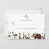 Boho Rustikale Aquarellblume Grundgrenze RSVP Karte (Vorderseite)