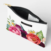 Boho Rustikale Aquarellblüte mit Namen Zubehörtasche (Offen)