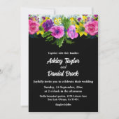 Boho Rustikale Blume Schwarz-Weiß-Blumenhochzeit Einladung (Vorderseite)