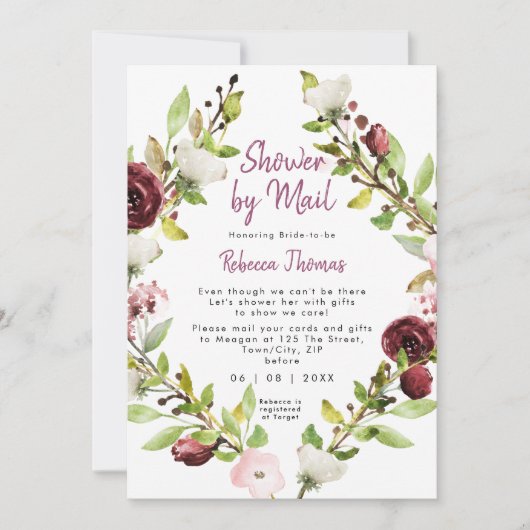 Boho rustikale Blumendusche per Post Brautparty Einladung (Vorderseite)