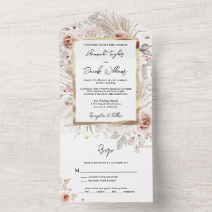 Boho-Rustikale Blumenhochzeit mit RSVP All In One Einladung