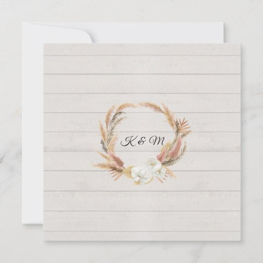 BOHO Rustikale Blumenpflaster Palmblätterhochzeit Einladung (Rückseite)