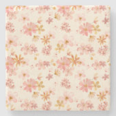 Boho rustikale botanische Blume Steinuntersetzer (Vorderseite)