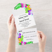 Boho Rustikale farbenfrohe Rose Sommerblumenhochze All In One Einladung (Abreißen)