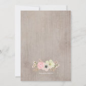 Boho Rustikale Feder und Blumenzwiebeleinladung Einladung (Rückseite)