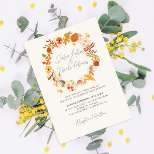 Boho-Rustikale Florale Herbst-Hochzeit Einladung