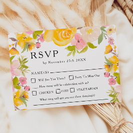 Boho rustikale, gelbe Blume chic Wedding RSVP Karte
