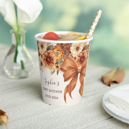 Boho Rustikale Herbst-Blumen-Baby-Party Pappbecher (In Situ)
