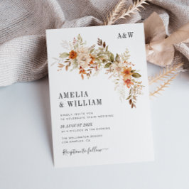 Boho rustikale Herbstflora Hochzeit Einladung