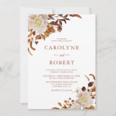 Boho Rustikale Herbstflorale Terracotta Hochzeit Einladung (Vorderseite)