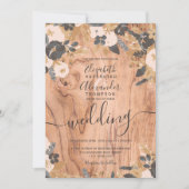 Boho rustikale Holz braune Baumwollpampas Hochzeit Einladung (Vorderseite)