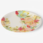 Boho rustikale hübsche florale Aquarell Brautparty Pappteller (Schrägansicht)