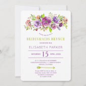 Boho rustikale lila grüne Blumensträuße Brunch Einladung (Vorderseite)