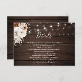 Boho Rustikale neutrale Blume Hochzeitsdetails Begleitkarte (Vorne/Hinten)