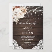 Boho Rustikale neutrale Blume Pampa Grass Hochzeit Einladung (Vorderseite)