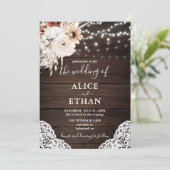 Boho Rustikale neutrale Blume Pampa Grass Hochzeit Einladung (Stehend Vorderseite)