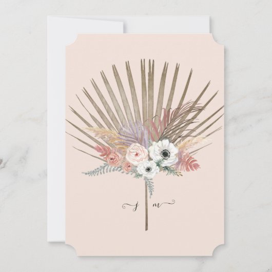 BOHO Rustikale Pampas Grass Tropical Monogram Flor Einladung (Rückseite)