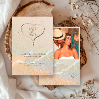 Boho-Rustikale Strand-Hochzeit im Urlaubsort Save The Date
