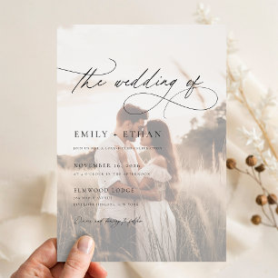 Boho-Rustikale Überlagerungs-Foto-Hochzeit Pergament Einladungen