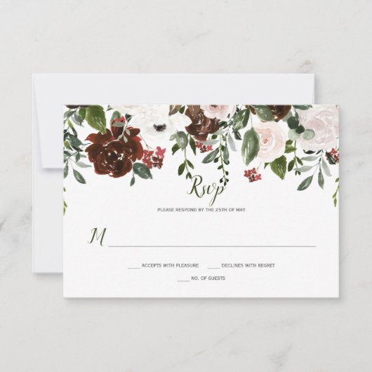 Boho Rustikale Wasserfarben-Blumentopf RSVP Karte (Vorderseite)