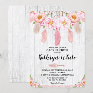 Boho rustikales Babyparty-Einladungs-mit Einladung