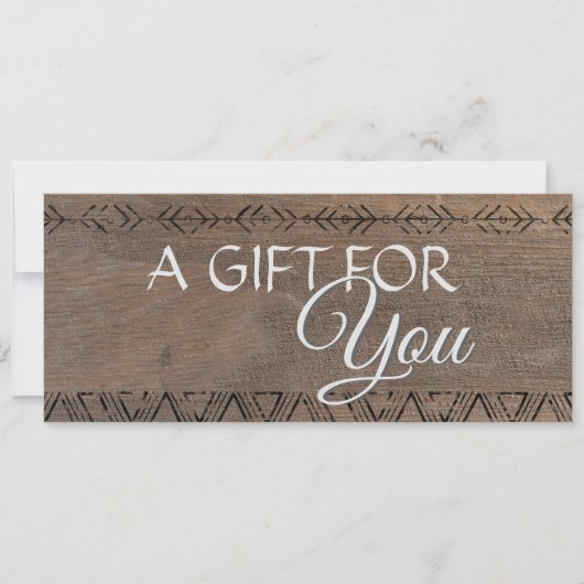 Boho rustikales Holz Look Geschenkgutschein Einladung (Vorderseite)