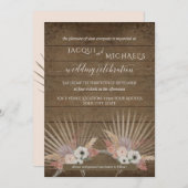 BOHO Rustikales Holz Pampas Gras Tropische Palme B Einladung (Vorne/Hinten)