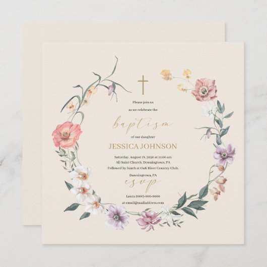 Boho Rustische Rose und Orchideen Blume Einladung (Vorne/Hinten)