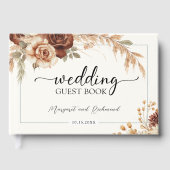 Boho Rusty Terracotta Floral Wedding Guest Book Gästebuch (Vorderseite)