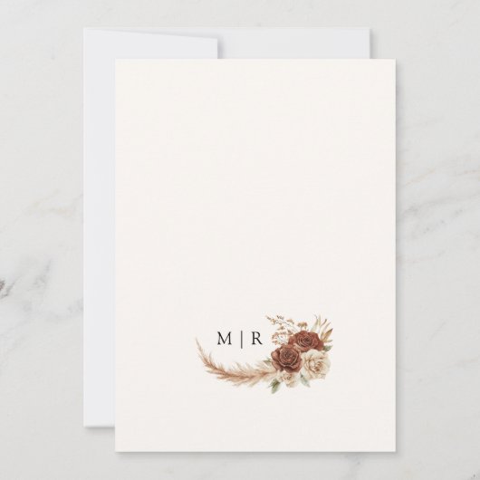 Boho Rusty Terracotta Rustikale Flora Save the Dat Einladung (Rückseite)