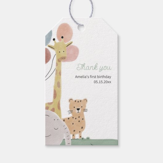 Boho Safari Animal Geschenkanhänger (Vorderseite)