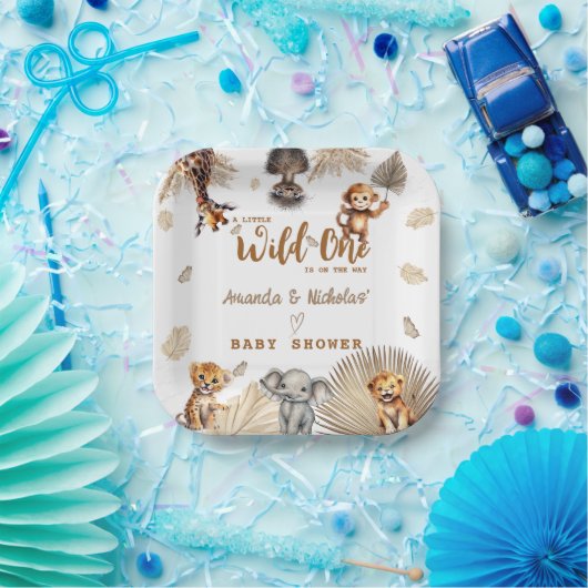 Boho Safari Animal Wild One Baby Shower Pappteller (Party)