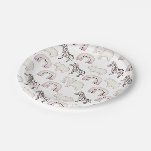 Boho Safari Animals Arch Pastel Baby Duschpapier Pappteller (Schrägansicht)