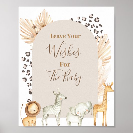 Boho Safari Animals Baby Dusche Wünsche für Baby Poster (Vorne)