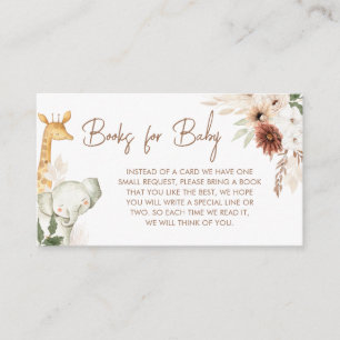 Boho Safari Animals Baby Shower Books for Baby Begleitkarte